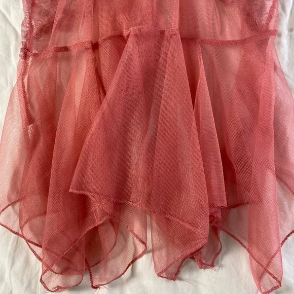 Vintage Y2k Sheer Pink Lace Hanky Hem Fairy Cami Top Whimsigoth Fairy - Picture 14 of 16